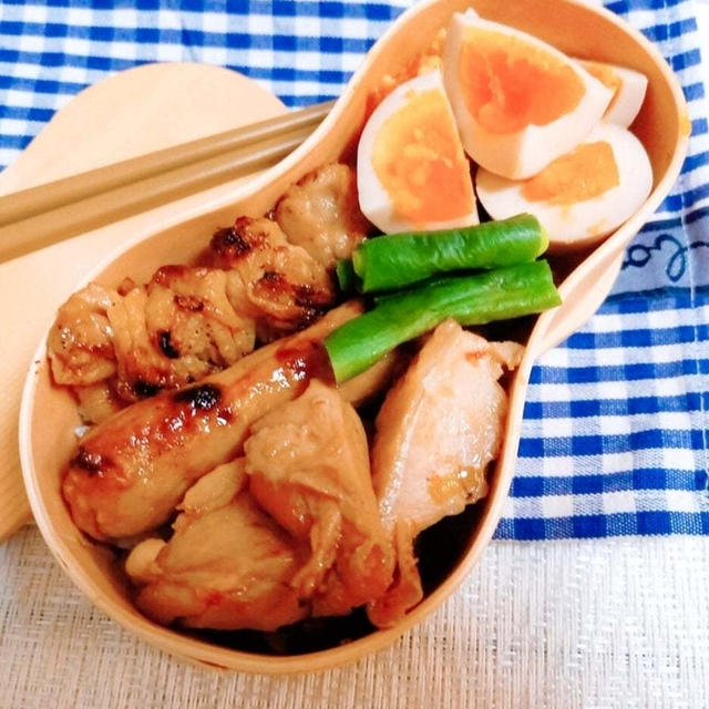 焼き鳥 味玉のっけ弁当〖やっぱ弁当箱〗 #平日お昼ご飯はお弁当or外食