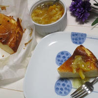 お家で気軽に♡蜂蜜レモンジャムがけグルテンフリー玄米粉チーズケーキ♪