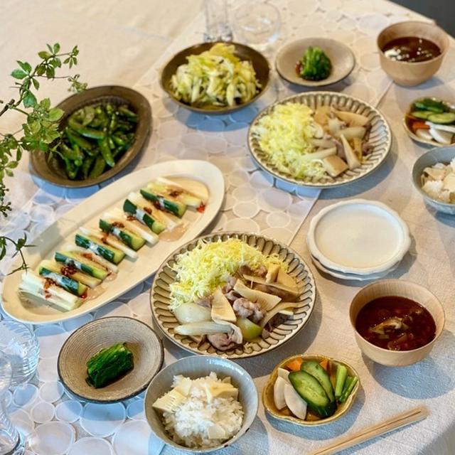 筍ごはんと、筍入り豚肉の生姜焼きの夜ごはん