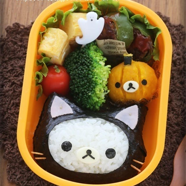 黒猫コリラックマのhalloween弁当 キャラ弁 By Momoさん レシピブログ 料理ブログのレシピ満載