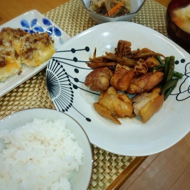 鶏肉と根菜の照り煮♪