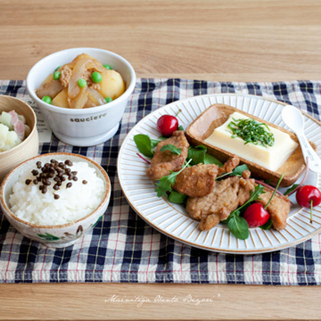 豚ヒレ肉の竜田揚げ定食～お家ごはん～
