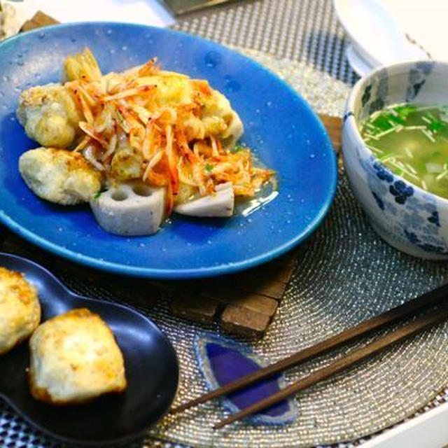 i-kitchen 駿河湾桜海老と新蓮根＆お餅の塩炒め＆焼き小龍包