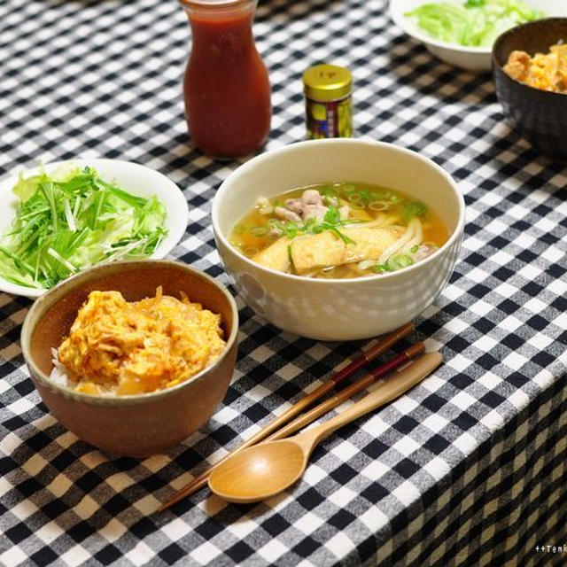 土日の晩ごはん(キムチ入り他人丼)と今朝の男子弁