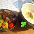 ステーキ弁当☆ポテトサラダのセロリボート乗せ