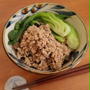 業務スーパー購入品で辛くない、簡単、汁なし坦々うどんを作ろう。　レンチンで楽々♪