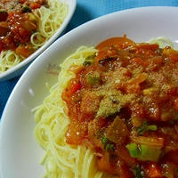 ★時短！秋野菜たくさん　ミートソーススパゲッティー★