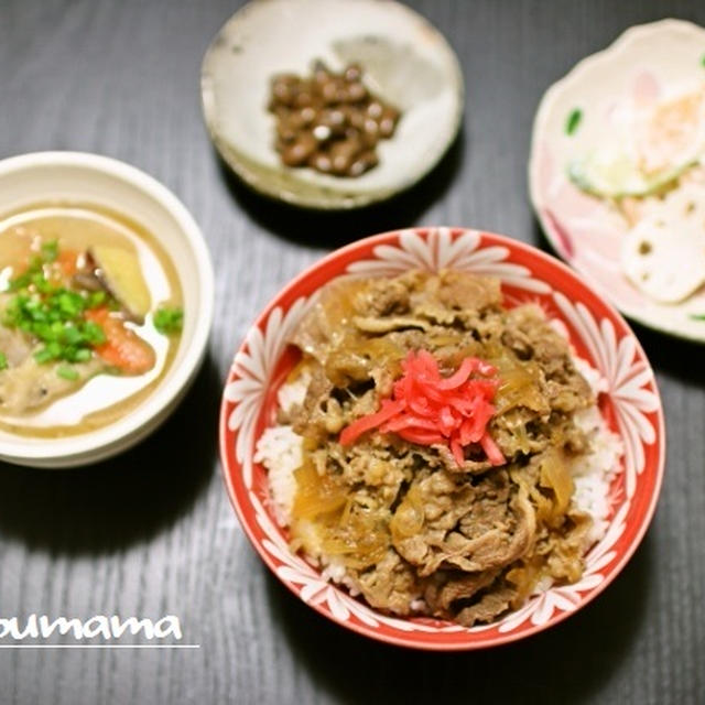 ちゃぶママ家の牛丼豚汁セット