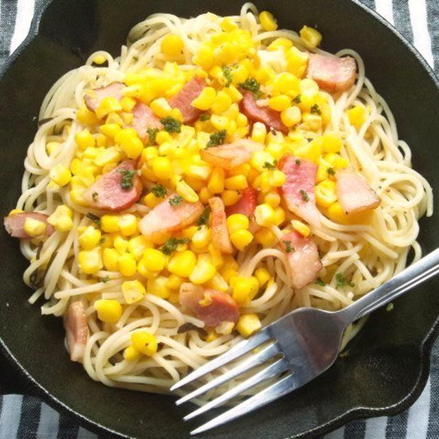 「今日のイチオシ！」で紹介頂きました「生とうもろこし＆ベーコンの塩昆布味パスタ 」