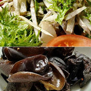 ゴボウとわさび菜のサラダ＆木耳の中華風炒め＆胡蝶蘭♪