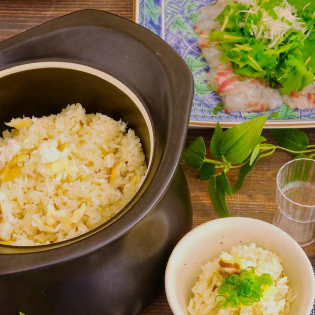 鯛の炊き込みご飯と和風カルパッチョ