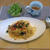 トマト・茄子・ミートスパゲティのお昼ご飯　と　小松菜を間引き♪