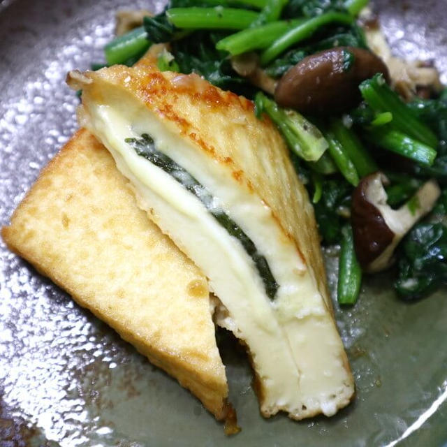 手間いらず！厚揚げの大葉チーズをフライパンて作るおつまみ