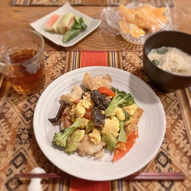 鶏むねと卵のしょうゆ炒め好評！晩ごはん