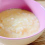 かまどさん電気でお粥/卵粥/Rice porridge with eggs.