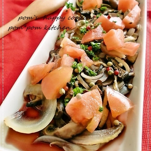 玉ねぎと椎茸のオーブン焼き ペパーかけ
