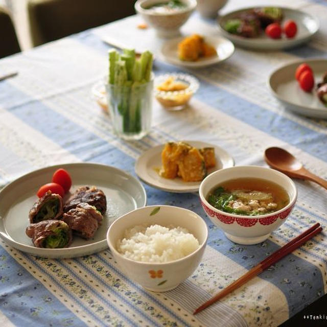 信州レタスと半白きゅうりで晩ごはん