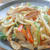 フライパン蒸しで簡単！こんがりちくわとキャベツのピリ辛焼きうどん。