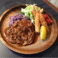 ポークストロガノフ&エビフライプレート