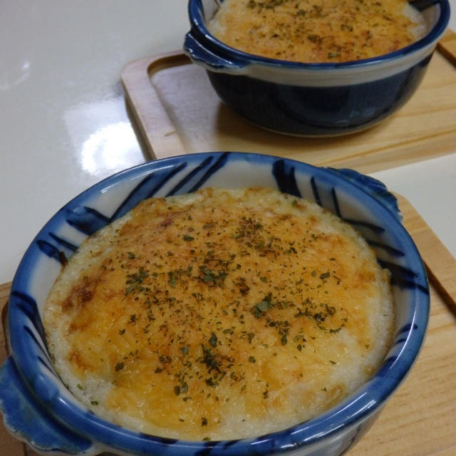 きのこと鶏肉の山かけグラタン