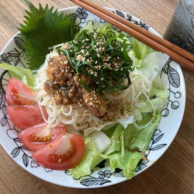 サバ味噌大葉ソーメン♪