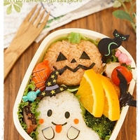 ハロウィン♪ジャックオランタンとおばけちゃんのお弁当（キャラ弁）