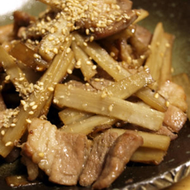 醤油豚とゴボウの炒め物