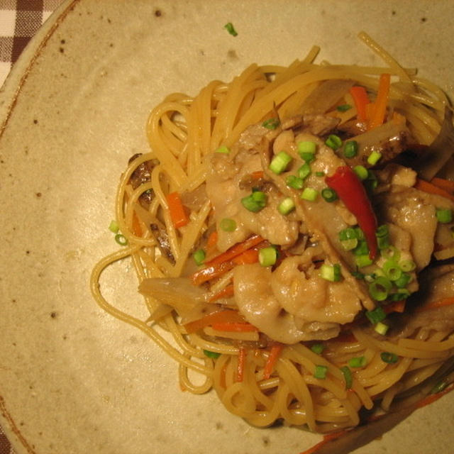 しょうが風味♪きんぴらごぽうのパスタ