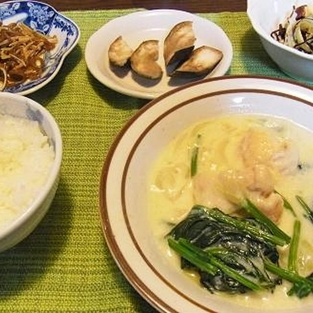 水漏れ～^_^;　＆　ほうれん草とムネ肉のクリーム煮