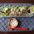 梅醤油と洋風ソースで食べる　秋刀魚の刺身