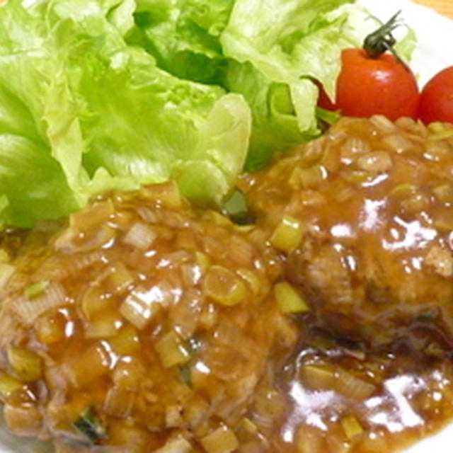 きのことお豆腐の甘酢あんかけハンバーグ
