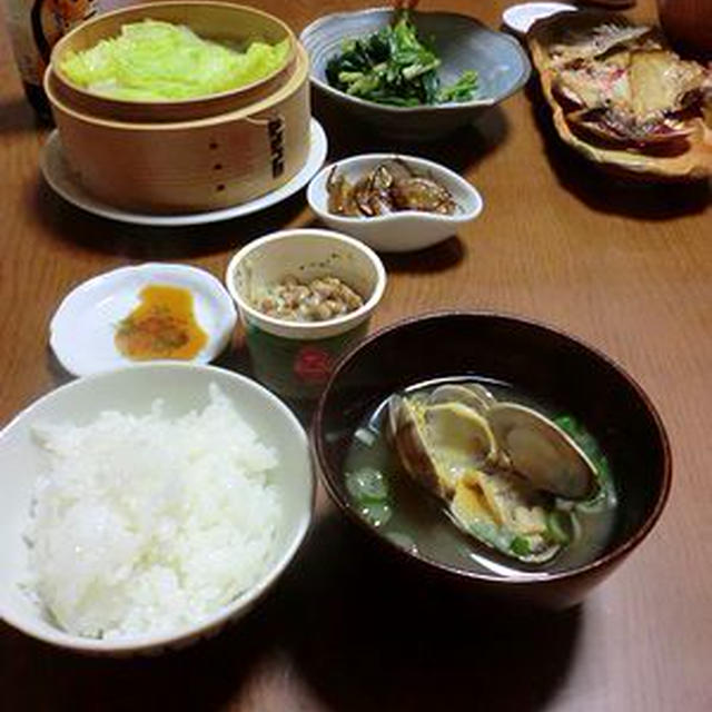 金目鯛の開きと浅蜊の味噌汁