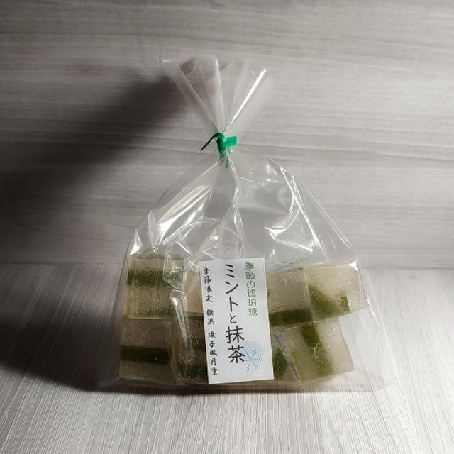 ミントと抹茶（抹茶とモヒート）の琥珀糖とその撮影 横浜和菓子磯子風月堂