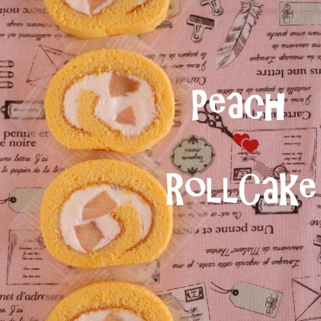 桃のロールケーキ♪