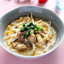サバ缶ともやしのレンチン卵とじ【味付けめんつゆ節約おかず】｜レシピ・作り方