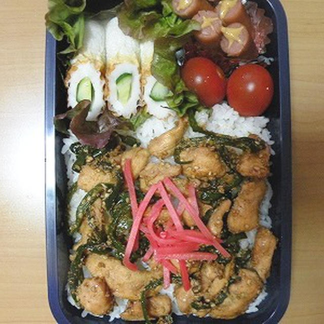 お弁当レシピ…【鶏ささみとピーマンごはん弁当】