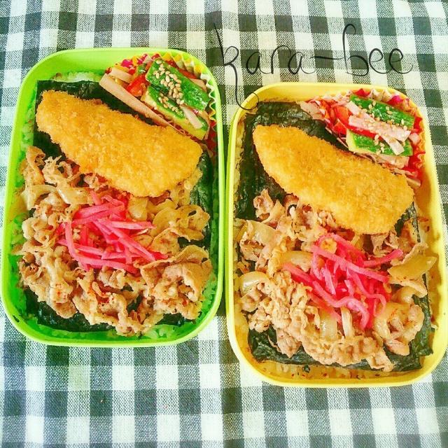 母とムスコのラブラブおソロ弁当【のり牛どーん】