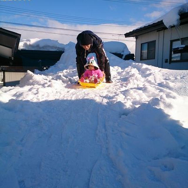 お庭で雪遊び♪