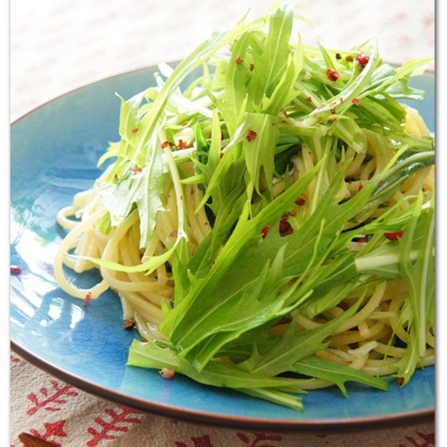 しらすと水菜のオイルパスタ