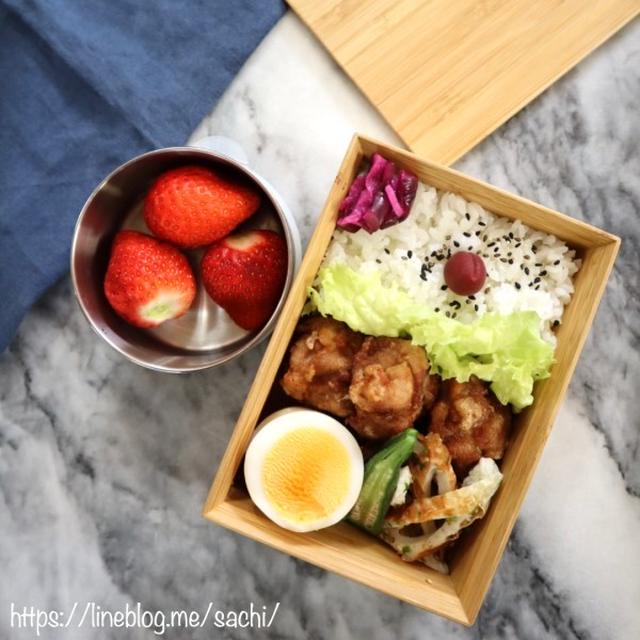 息子の＊豚こま唐揚げ弁当♡【#お弁当#簡単レシピ】