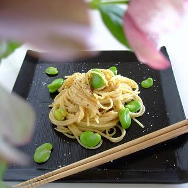 【そら豆のタラコパスタの日】