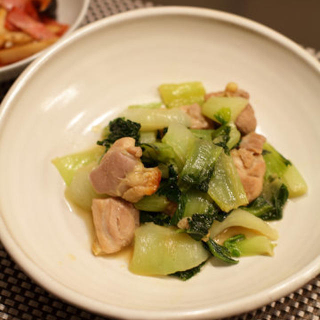 鶏肉と青梗菜の味噌炒め