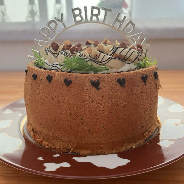 アールグレイ生シフォンでお誕生日ケーキ
