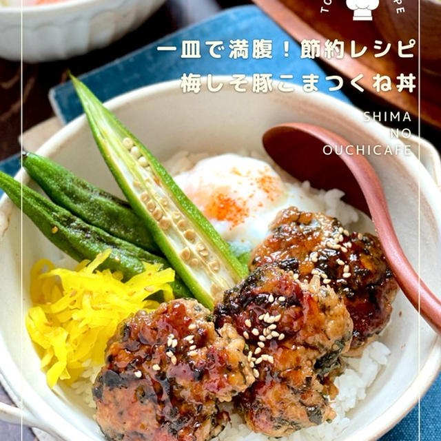 １皿で片付け楽チン＆お腹満足レシピ 【梅しそ豚こまつくね丼】