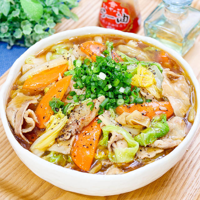 たっぷり白菜と豚バラの生姜あんかけ煮♪