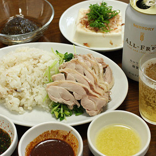 思いつきで「蒸し鶏」と「チキンライス」