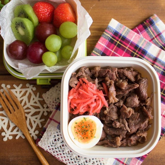 【レンチン３分＊牛しぐれ煮のっけ弁当】本日のお弁当