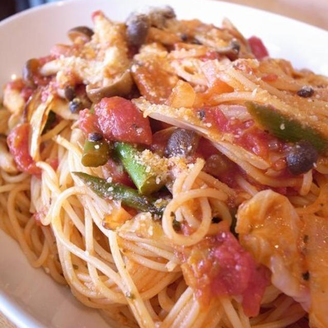 しめじとアスパラのトマトソースパスタ｜職業を自ら創造する時代