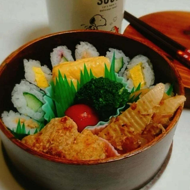 海苔巻き(細巻き)弁当〖わっぱ弁当箱〗#平日お昼ご飯はお弁当or外食