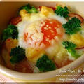 ココット皿で頂く彩り野菜＆目玉焼き♪